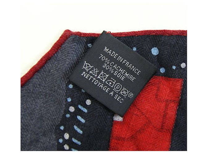 Hermès Hermes Cashmere-Seide Schal in Grau und Rot Braun - Ansicht 7