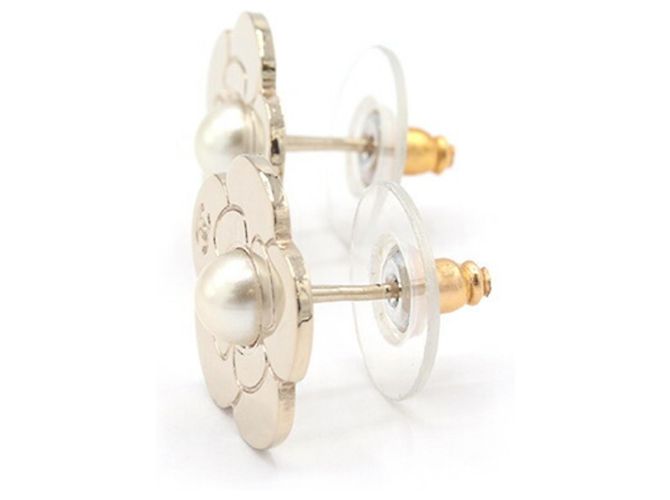 Orecchini Chanel in metallo argento - vista 3