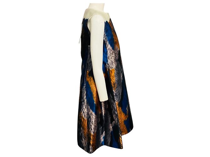 Vestido sin mangas con estampado de plumas Marni Naranja / Azul / Negro Multi Multicolor - vista 2