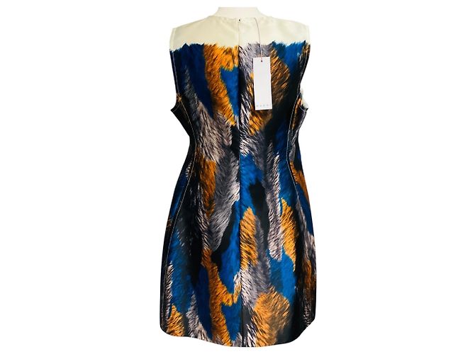 Vestido sin mangas con estampado de plumas Marni Naranja / Azul / Negro Multi Multicolor - vista 3