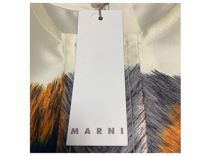 Vestido sin mangas con estampado de plumas Marni Naranja / Azul / Negro Multi Multicolor - vista 6