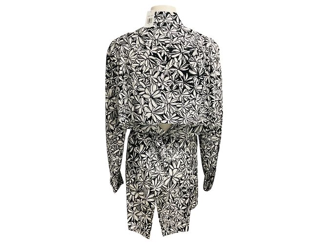 Autre Marque Camicia Capa Grembiule in Popeline di Cotone con Stampa Floreale Graffiti Nero / Bianco Rosetta Getty - vista 3