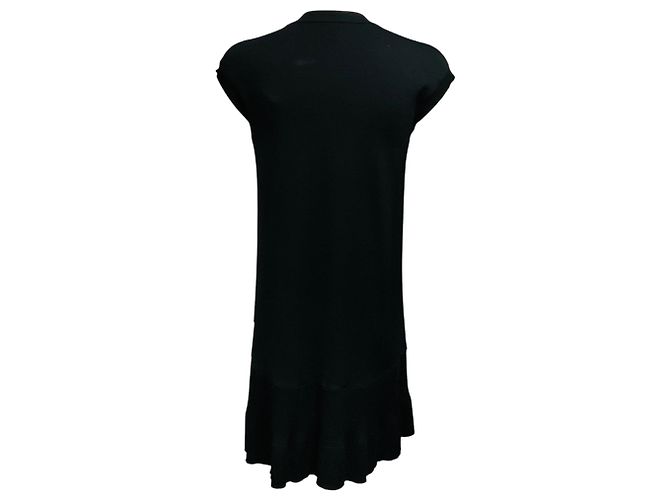 Vestido de malha de lã preta Louis Vuitton com gola de joia e mangas curtas - vista 3