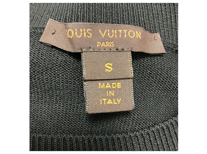 Vestido de malha de lã preta Louis Vuitton com gola de joia e mangas curtas - vista 4