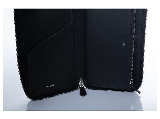 Clutch continental de piel con estampado FF Fendi Negro Gris - vista 6