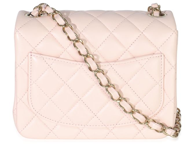 Timeless Chanel Mini Square Flap Bag aus rosa gestepptem Lammleder Pink - Ansicht 2