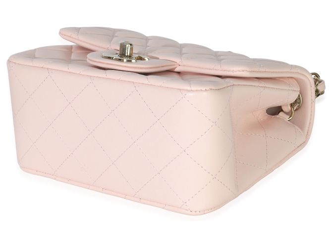 Timeless Chanel Mini Square Flap Bag aus rosa gestepptem Lammleder Pink - Ansicht 5
