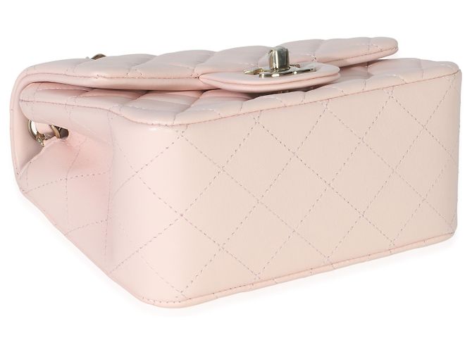Timeless Chanel Mini Square Flap Bag aus rosa gestepptem Lammleder Pink - Ansicht 6