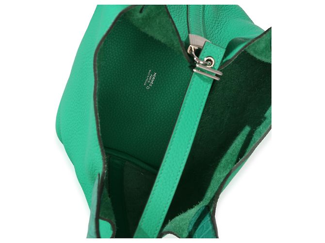 Hermès Vert Jade Menthe Clemence Matte Alligator Touch Picotin Lock 18 PHW Verde - vista 4