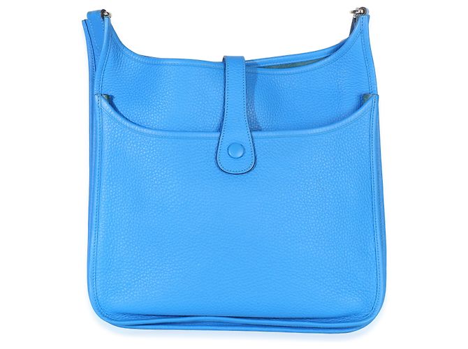 Hermès Bleu Hydra Clemence Evelyne 33 GM PHW Blu - vista 2