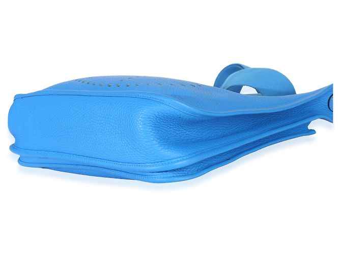 Hermès Bleu Hydra Clemence Evelyne 33 GM PHW Blu - vista 6