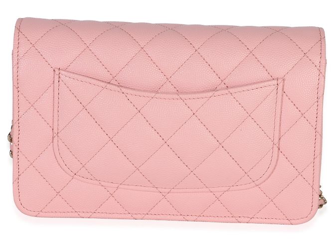 Portafoglio con catena Chanel Pink Quilted Caviar Rosa - vista 2
