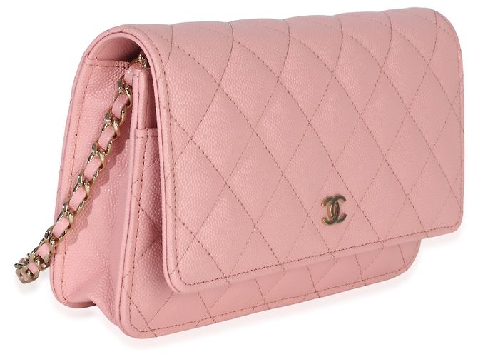 Portafoglio con catena Chanel Pink Quilted Caviar Rosa - vista 4