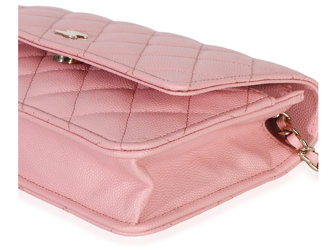 Portafoglio con catena Chanel Pink Quilted Caviar Rosa - vista 6