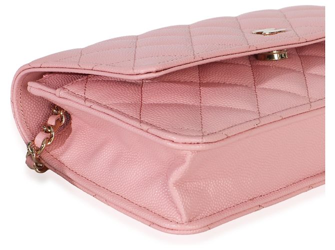 Portafoglio con catena Chanel Pink Quilted Caviar Rosa - vista 7