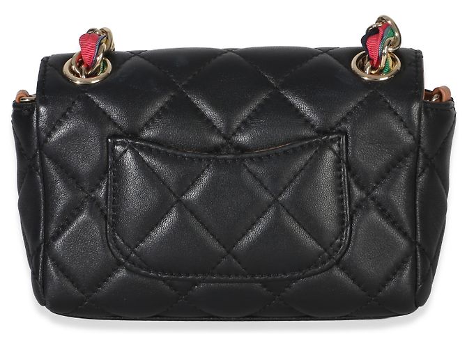 Timeless Piccola borsa a flap Chanel Cocovado in agnello trapuntato nero con catena a nastro - vista 2