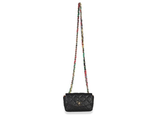 Timeless Piccola borsa a flap Chanel Cocovado in agnello trapuntato nero con catena a nastro - vista 5
