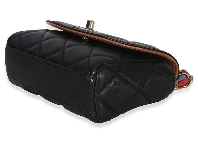 Timeless Piccola borsa a flap Chanel Cocovado in agnello trapuntato nero con catena a nastro - vista 6