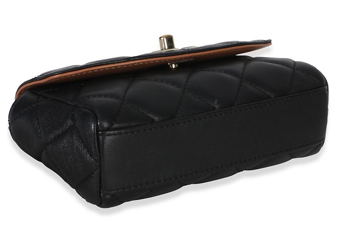 Timeless Piccola borsa a flap Chanel Cocovado in agnello trapuntato nero con catena a nastro - vista 7
