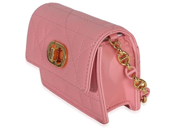 Borsa Micro Miss Caro in pelle di vitello Macrocannage rosa Christian Dior - vista 3