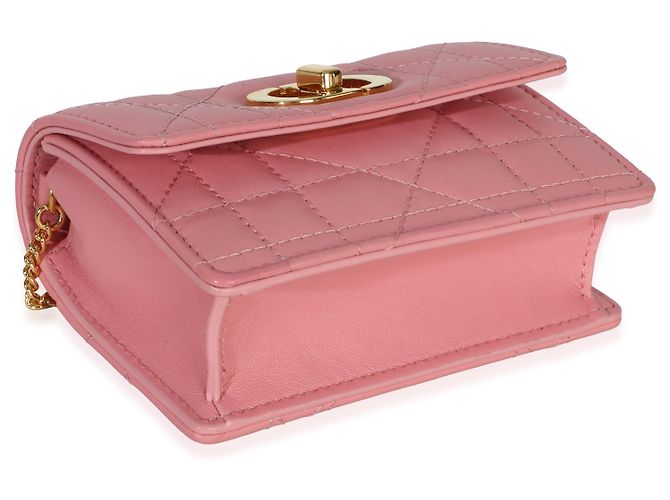 Borsa Micro Miss Caro in pelle di vitello Macrocannage rosa Christian Dior - vista 7