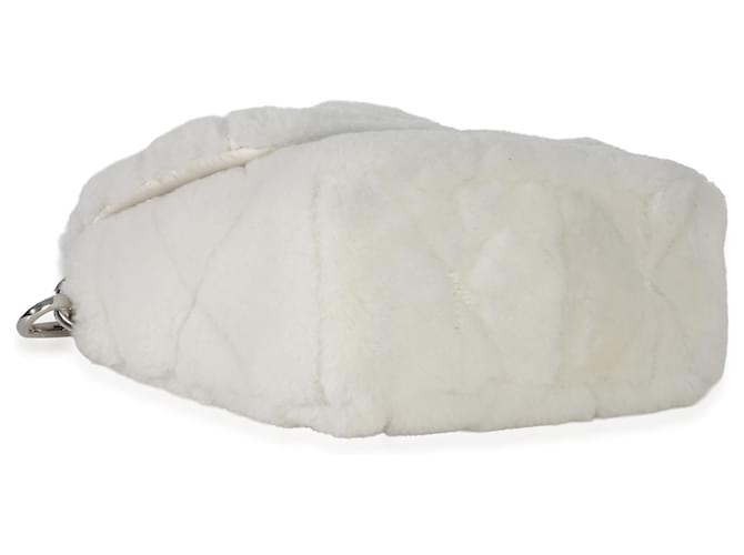 Bolsa System Flap de patchwork de shearling branco Prada - vista 4