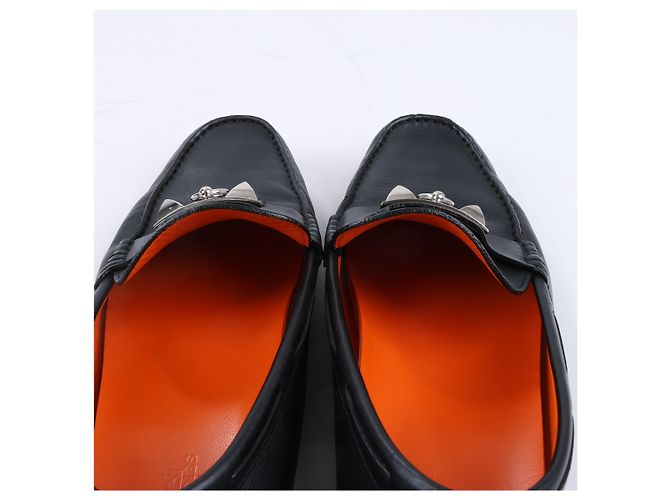 Hermès Mocassini da guida HERMES Irving in pelle nera Collier de Chien per uomo, Taglia 42 EU Nero - vista 11