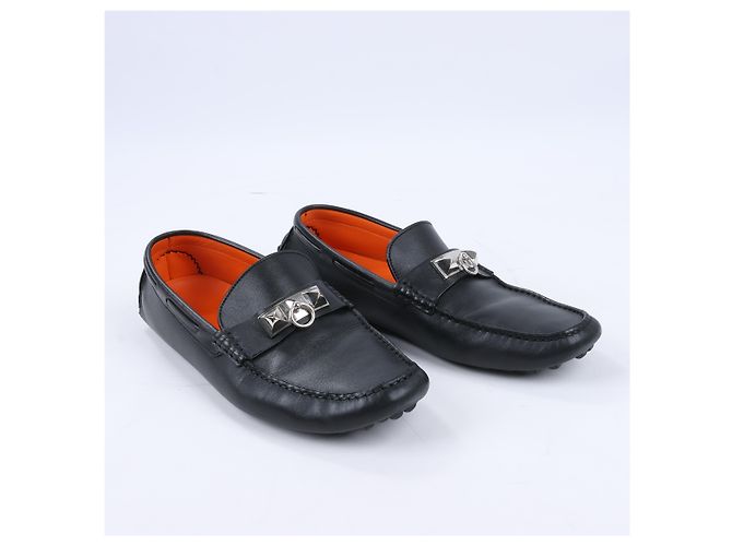 Hermès Mocassini da guida HERMES Irving in pelle nera Collier de Chien per uomo, Taglia 42 EU Nero - vista 2