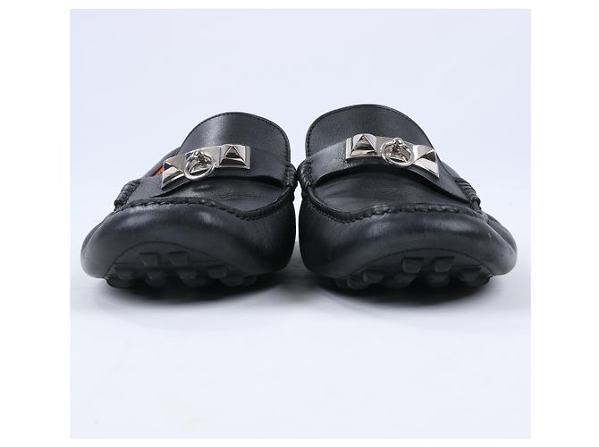 Hermès Mocassini da guida HERMES Irving in pelle nera Collier de Chien per uomo, Taglia 42 EU Nero - vista 3