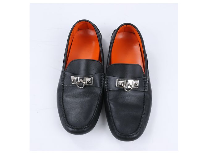 Hermès Mocassini da guida HERMES Irving in pelle nera Collier de Chien per uomo, Taglia 42 EU Nero - vista 4
