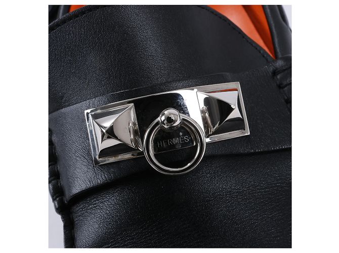 Hermès Mocassini da guida HERMES Irving in pelle nera Collier de Chien per uomo, Taglia 42 EU Nero - vista 5
