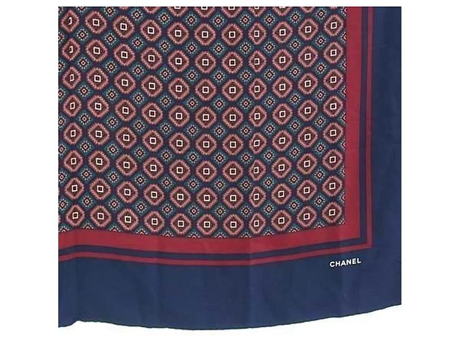 Chanel Seidenschal mehrfarbig Mehrfarben Marineblau - Ansicht 3