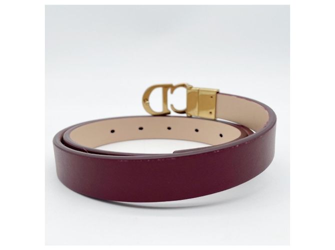 Cinturón reversible Christian Dior Saddle Burdeos - vista 2