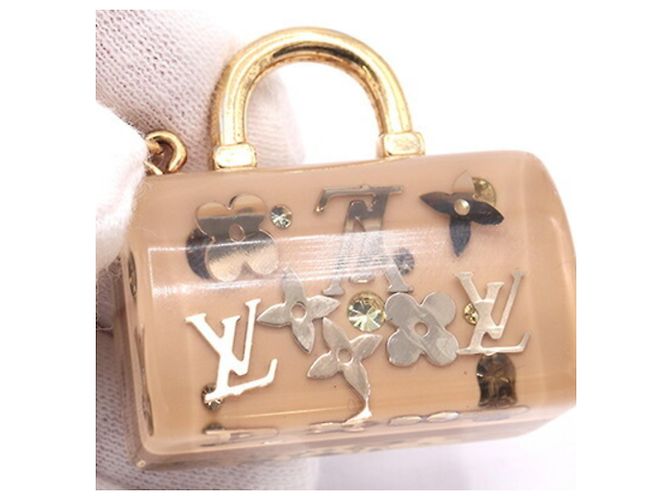 Speedy Portachiavi in resina beige Louis Vuitton D'oro - vista 4