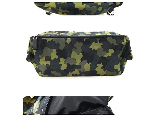 Borsa a tracolla in nylon e pelle kaki Prada Cachi - vista 2