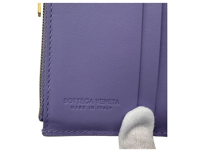 Cassette Cartera de piel de becerro tríptico Bottega Veneta morada Púrpura - vista 10