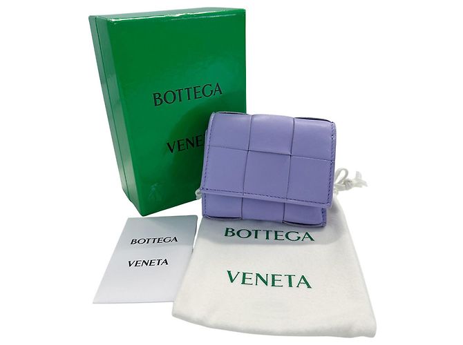 Cassette Cartera de piel de becerro tríptico Bottega Veneta morada Púrpura - vista 11