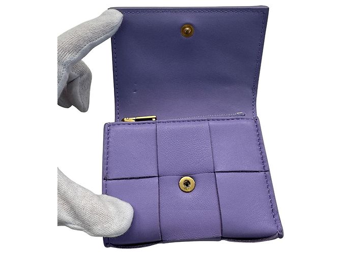 Cassette Cartera de piel de becerro tríptico Bottega Veneta morada Púrpura - vista 6