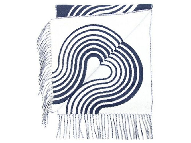 Hermès Hermes Casaque Vague Cashmere Stole Crudo Blu navy - vista 3