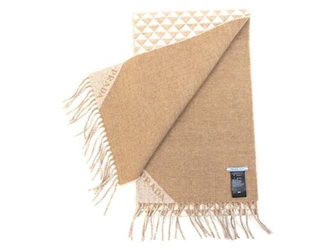 Stola in lana e cashmere beige Prada - vista 3