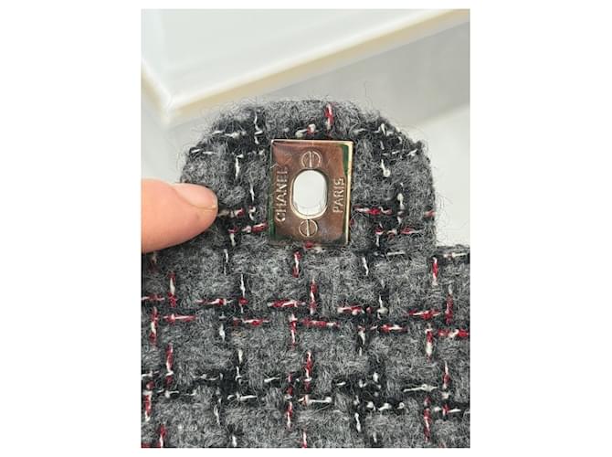 Borsa Chanel Tweed Modello Sample Nero Grigio - vista 12