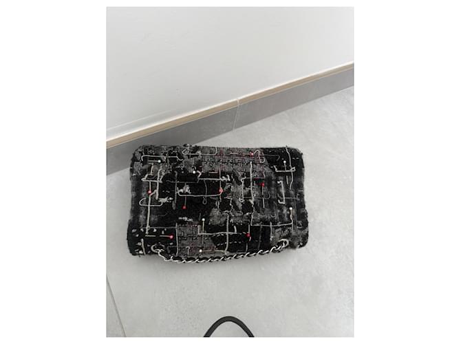Borsa Chanel Tweed Modello Sample Nero Grigio - vista 6