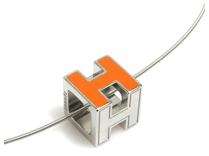 Hermès Hermes Halskette Cage d'H Metall Orange Silber - Ansicht 2