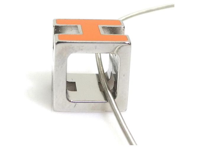 Hermès Hermes Halskette Cage d'H Metall Orange Silber - Ansicht 4