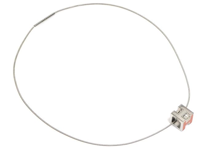 Hermès Hermes Halskette Cage d'H Metall Orange Silber - Ansicht 9