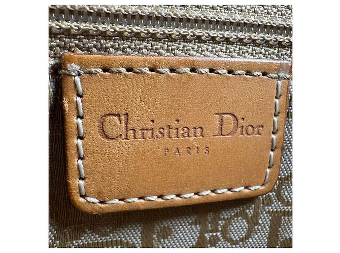 Borsa a tracolla in tela e pelle Christian Dior Marrone Verde - vista 13