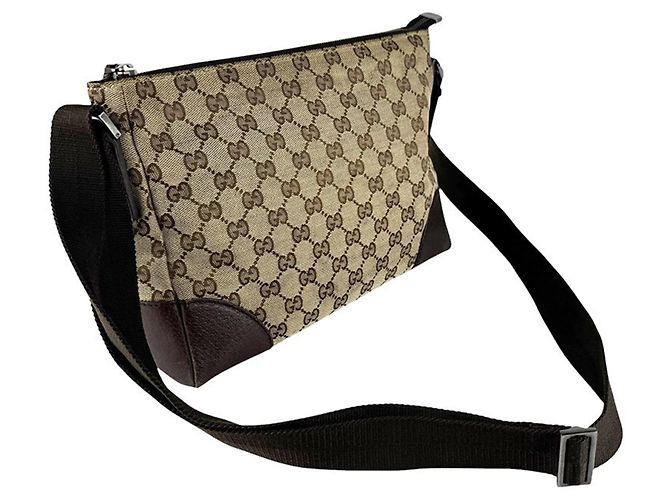Borsa a tracolla Gucci GG Canvas e pelle Marrone - vista 10