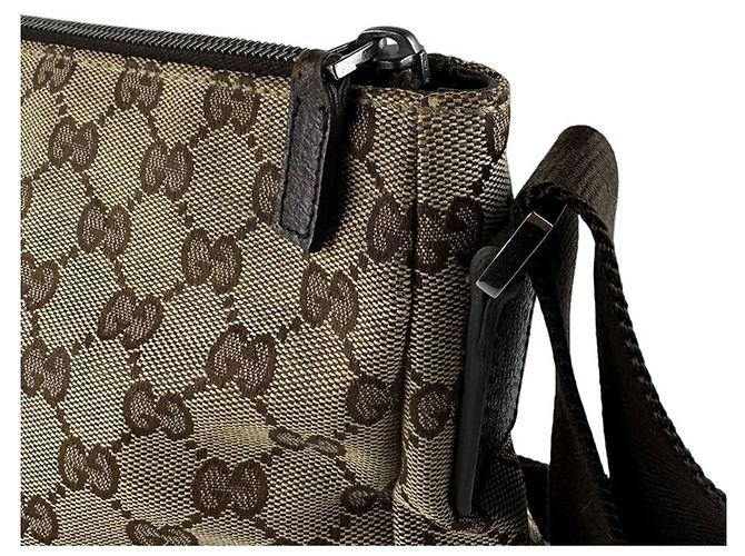 Borsa a tracolla Gucci GG Canvas e pelle Marrone - vista 7