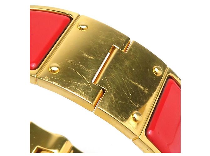 Hermès Pulsera Bangle Charnière Hermes Roja Dorado - vista 10