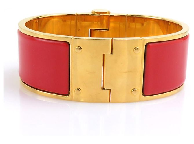 Hermès Pulsera Bangle Charnière Hermes Roja Dorado - vista 3